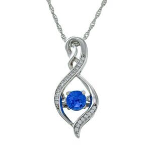Sterling Silver 925 Blue Synthetic Sapphire Cubic Zirconia Pendant ONLY